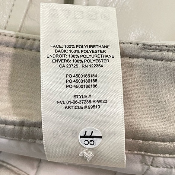 Aritzia Babaton Command Pant Vegan Leather Straight Leg Trouser Matte Pearl 0 XS - Picture 14 of 14